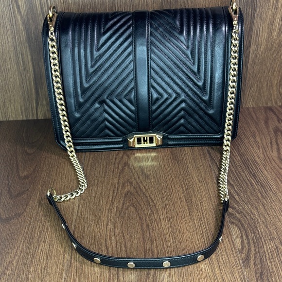 Rebecca Minkoff Black and Gold Crossbody Bag with Structured Design - Picture 12 of 16